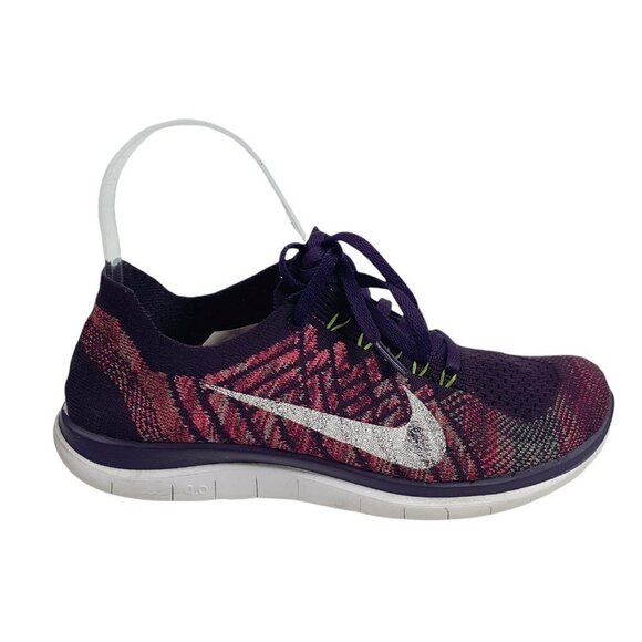 Nike Free 4.0 Flyknit Running Athletic Shoes Womens Size 7 Purple 717076-502 - Picture 1 of 10